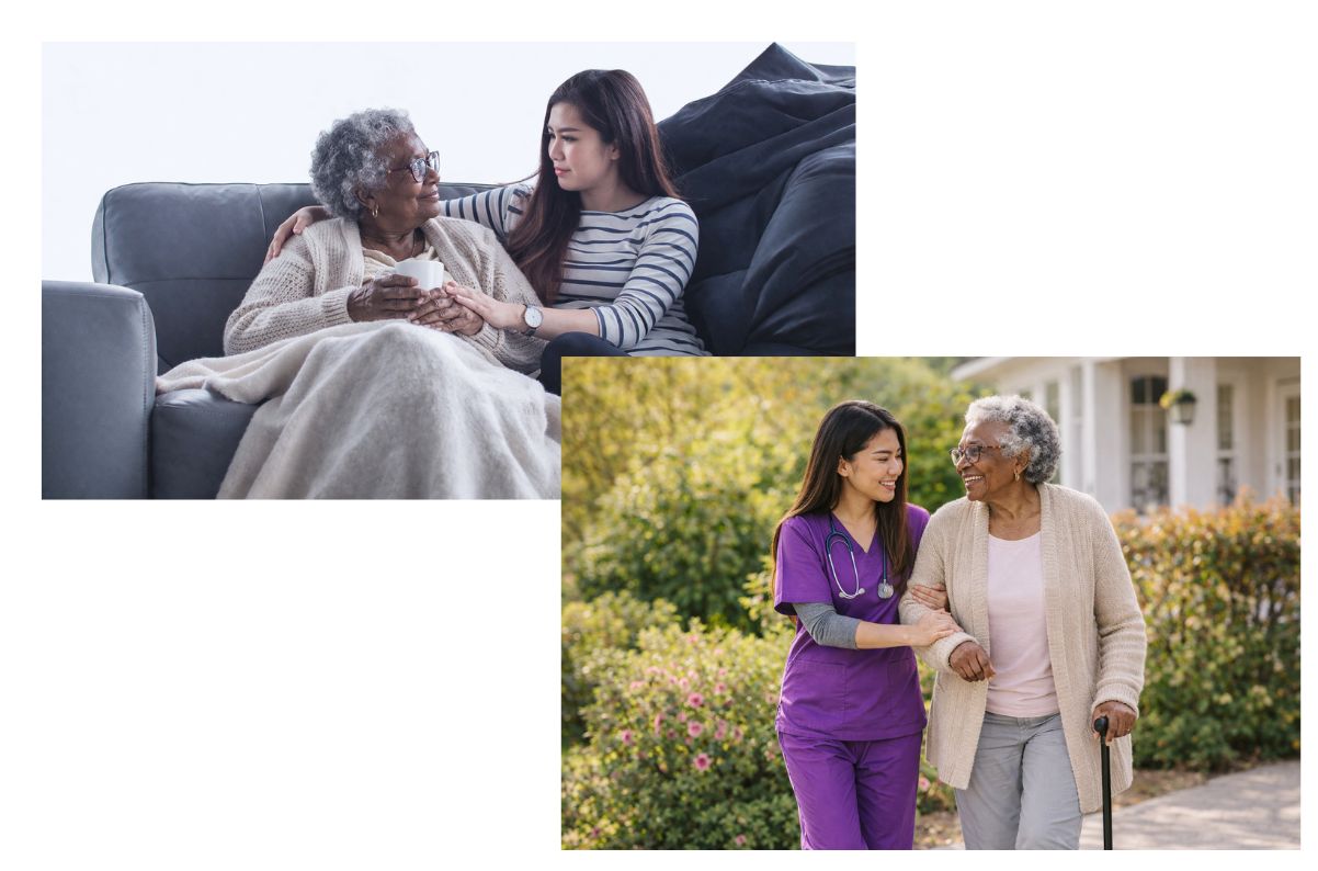 Caregiver and family planning in-home care together